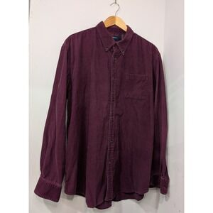 Croft & Barrow Burgundy Corduroy 100% Cotton Button Down Shirt‎ Women's